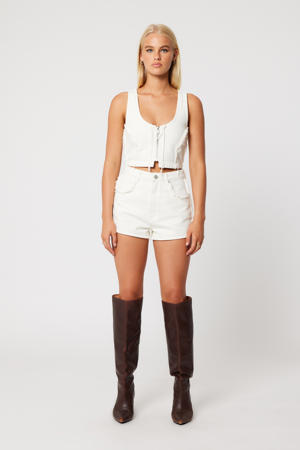 straight high waist denim short wit