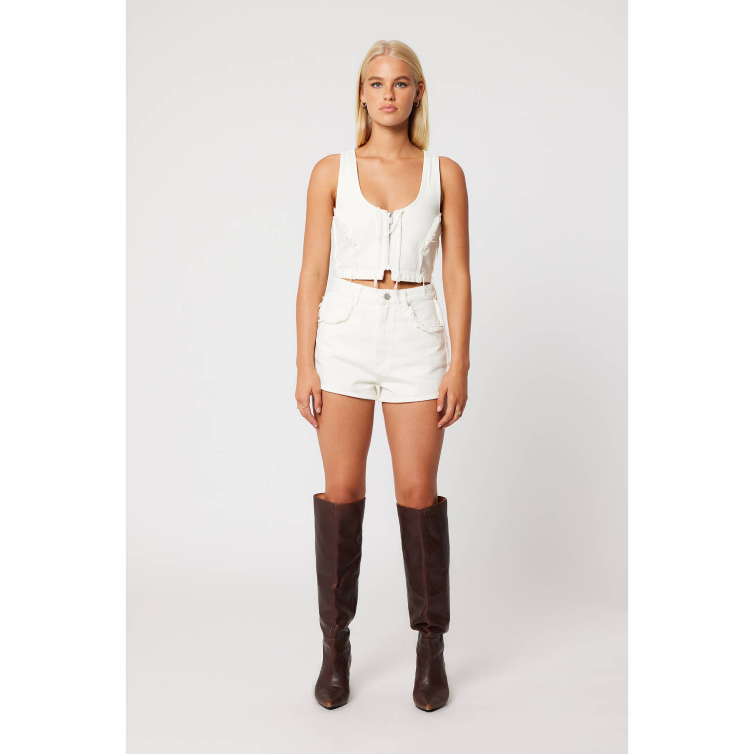 ABRAND JEANS Dames Jeans High Relaxed Short Keke Gebroken Wit
