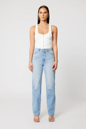 high waist light blue denim