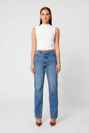 straight leg jeans medium blue denim