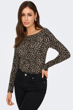Longsleeve  panterprint bruin