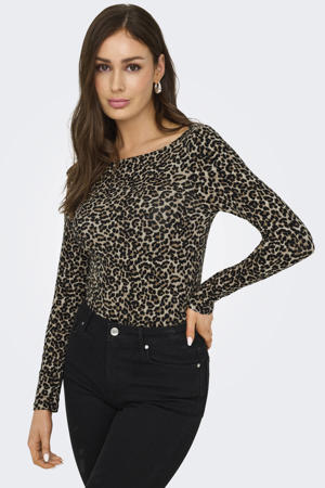 Longsleeve  panterprint bruin