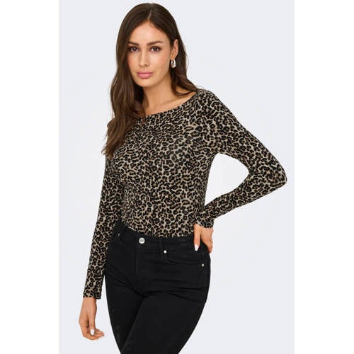 ONLY Longsleeve panterprint bruin afbeelding