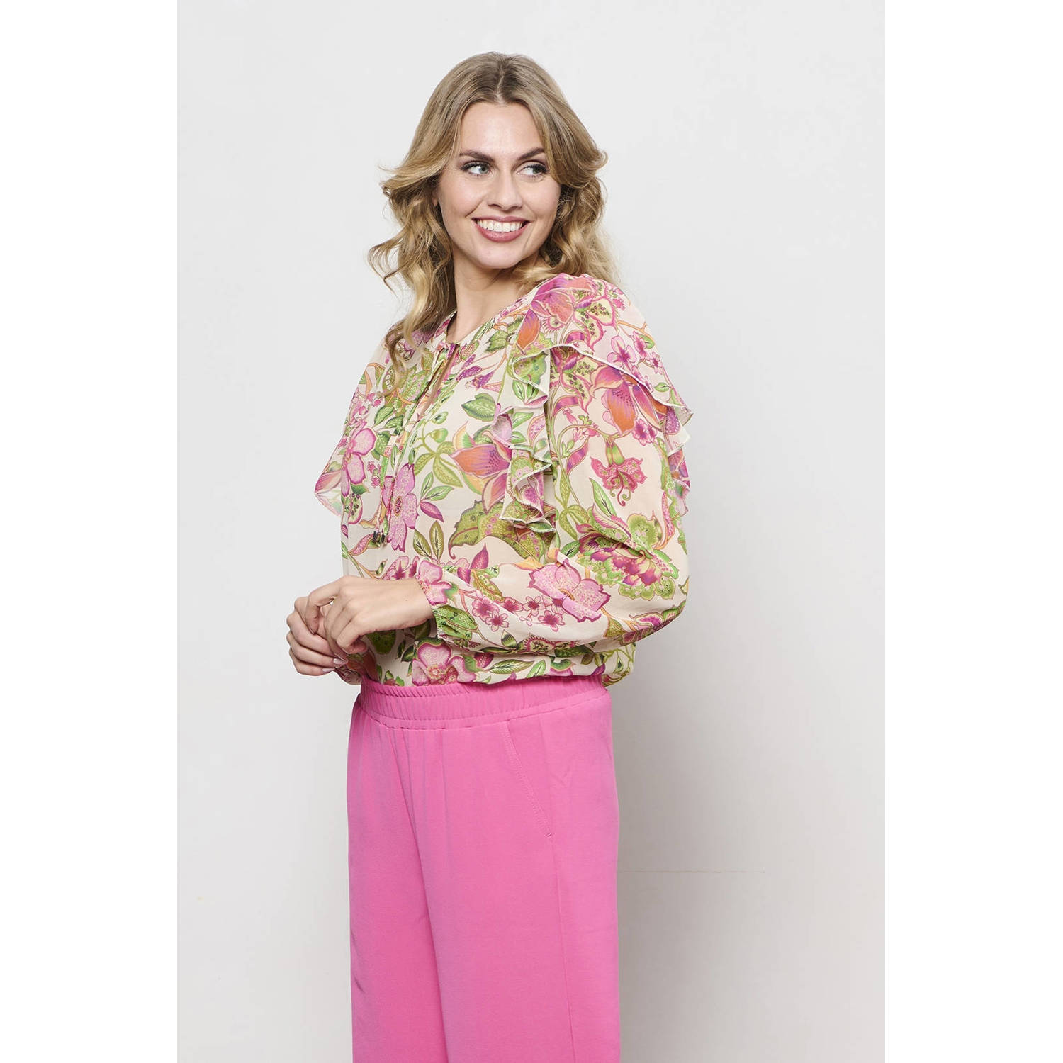 &Co Woman straight regular waist casual broek roze