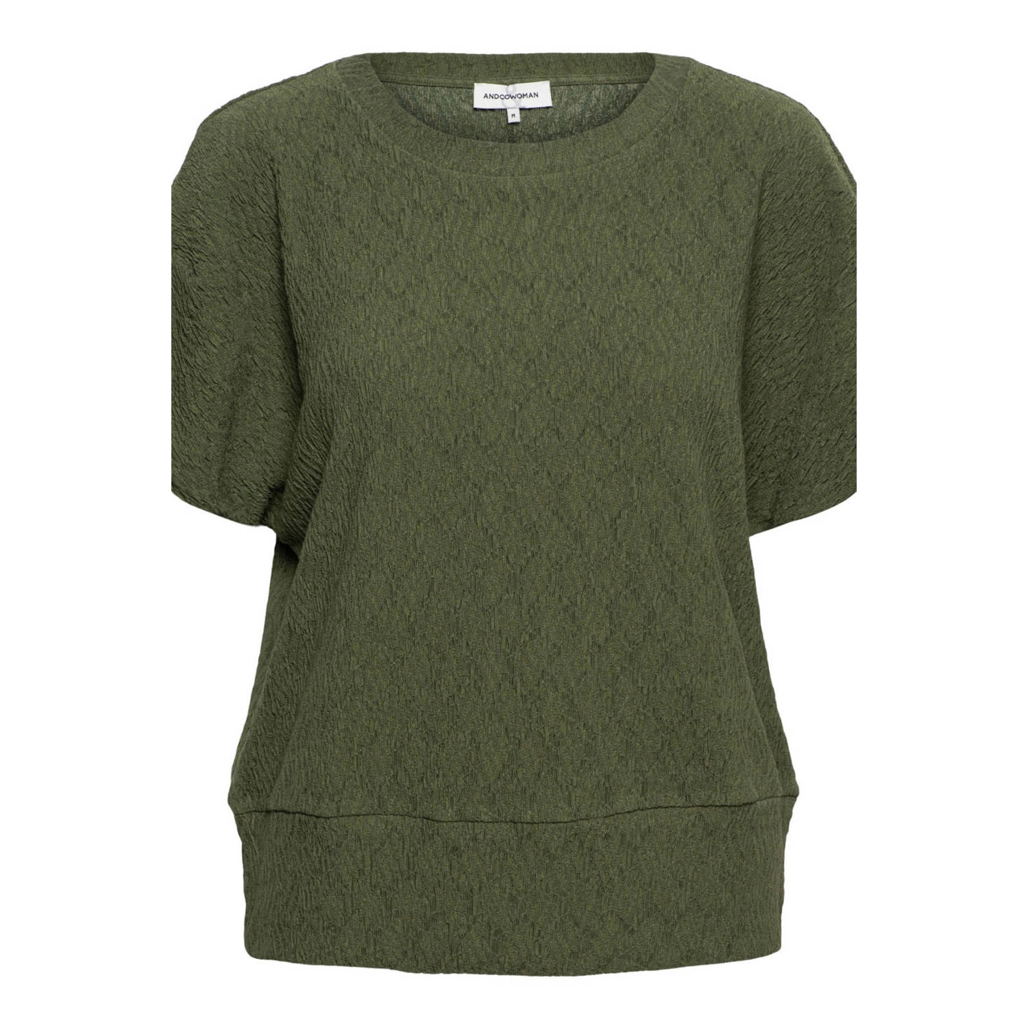 &Co Woman top olijfgroen fijn gebreid