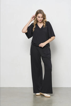 straight regular waist pantalon zwart