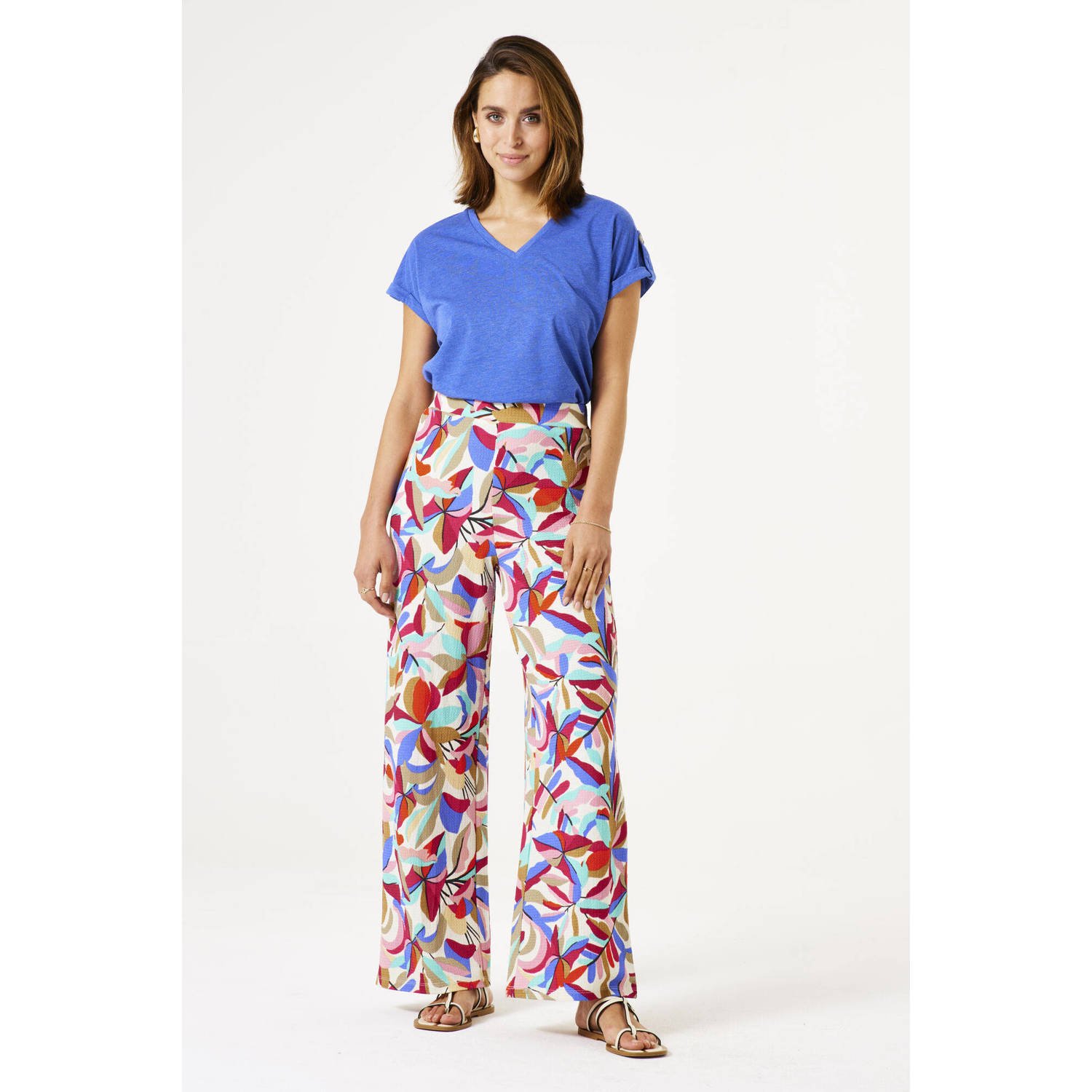 Garcia regular high waist casual broek multi