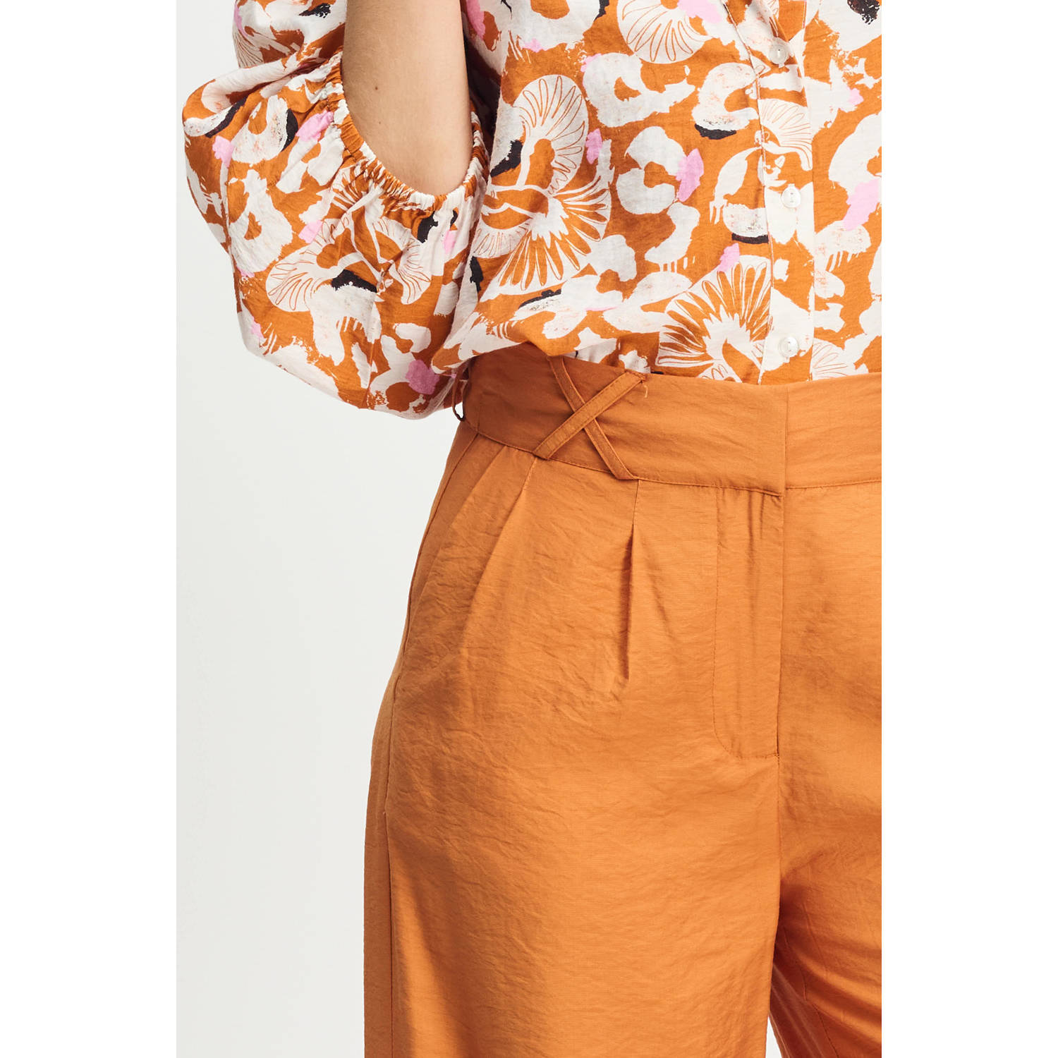 POM Amsterdam wide leg high waist pantalon bruin