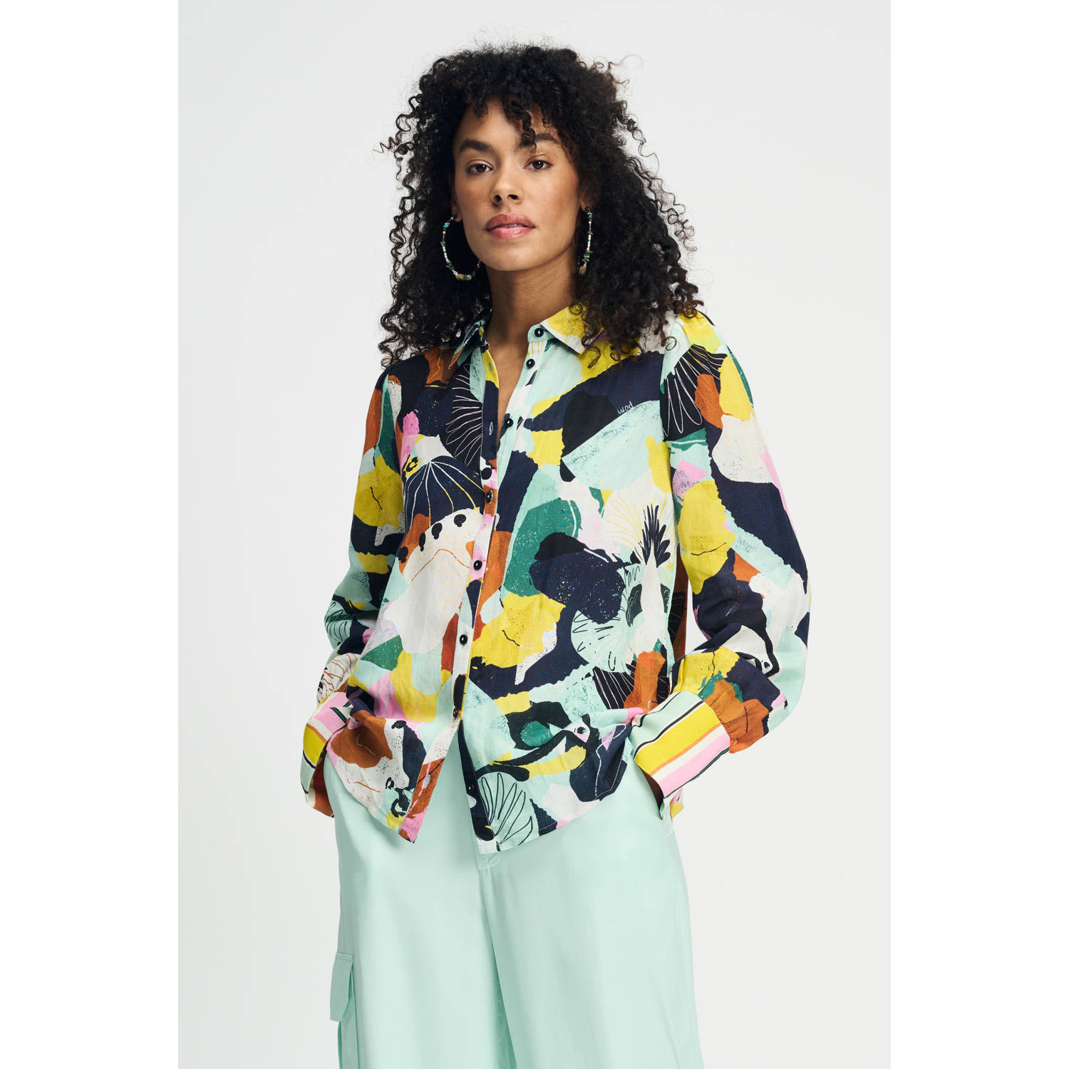 POM AMSTERDAM Dames Blouses Paradise Linen Multi