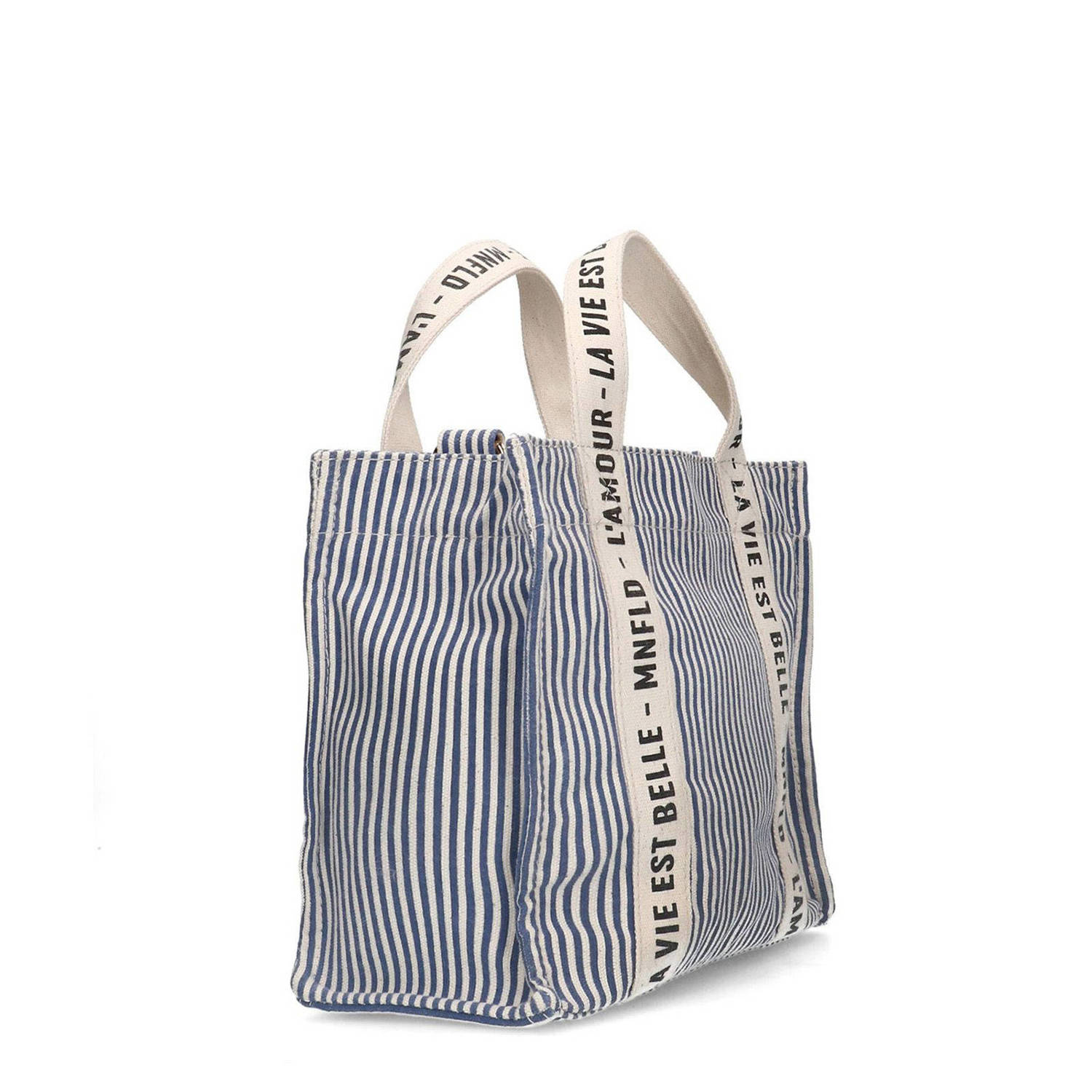 Manfield mini shopper beige blauw