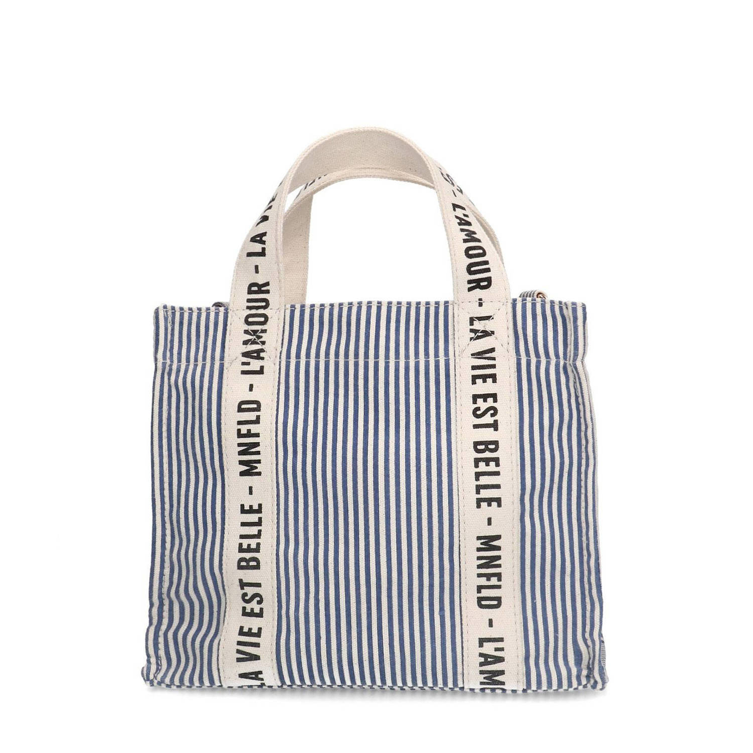 Manfield mini shopper beige blauw