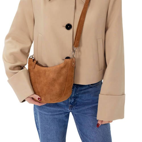 Manfield suede crossbody tas cognac afbeelding