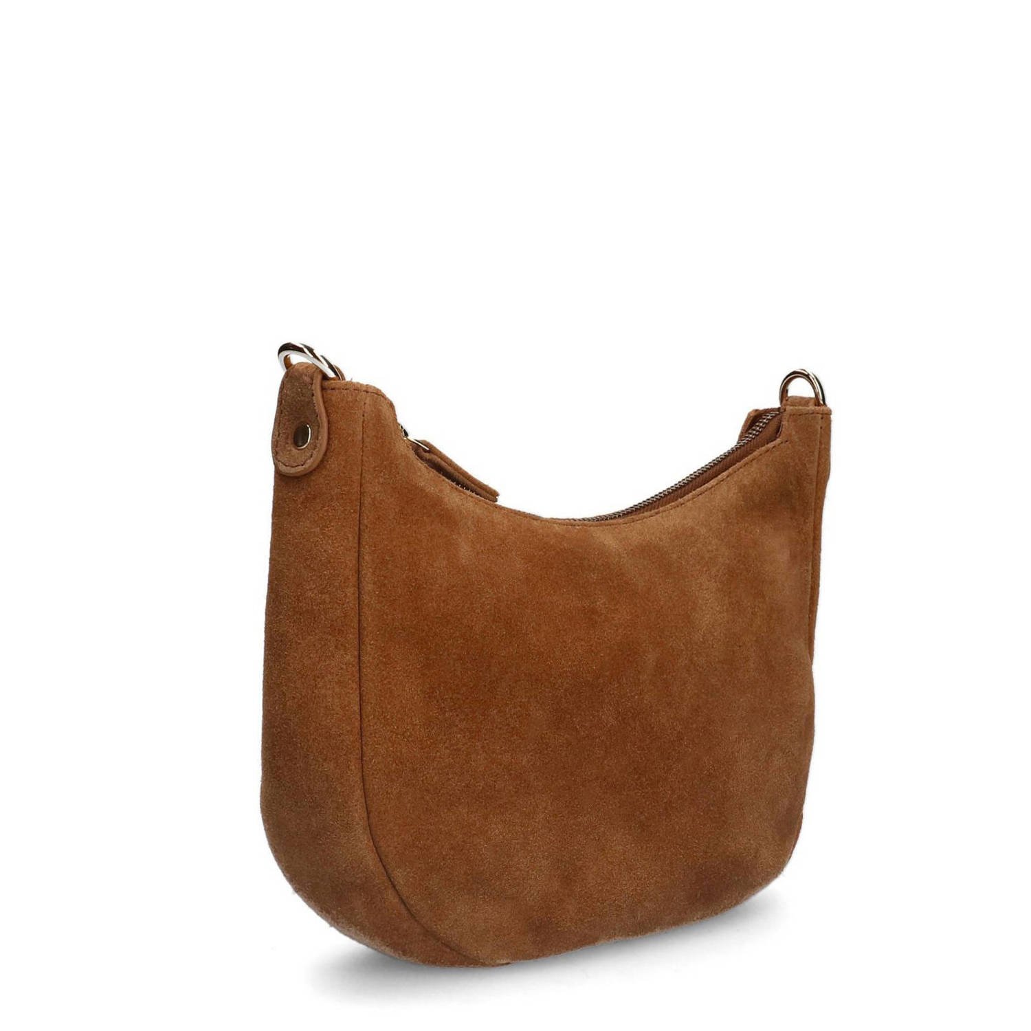 Manfield suede crossbody tas cognac