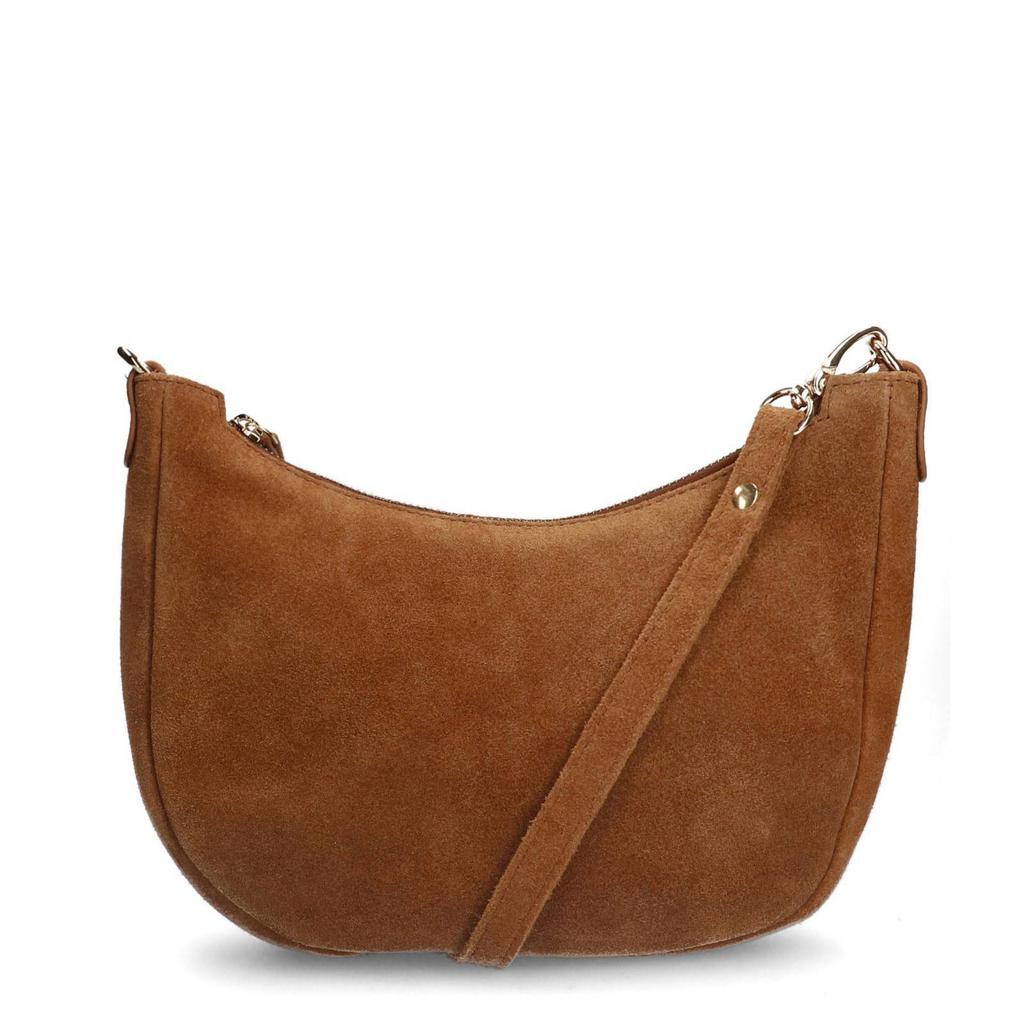Manfield suede crossbody tas cognac
