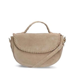 suede crossbody tas beige
