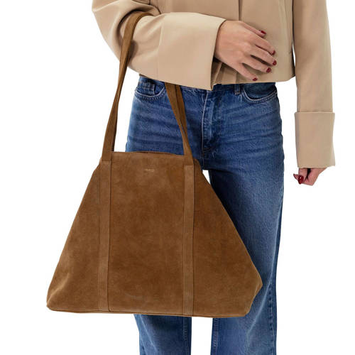 Manfield suede shopper cognac afbeelding