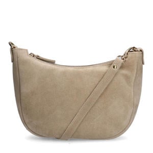 suede crossbody tas beige