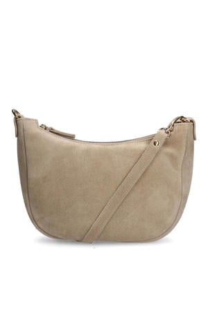 suede crossbody tas beige