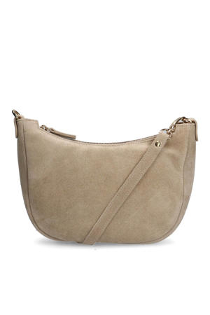 suede crossbody tas beige