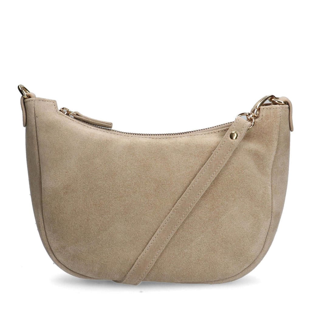 Manfield suede crossbody tas beige