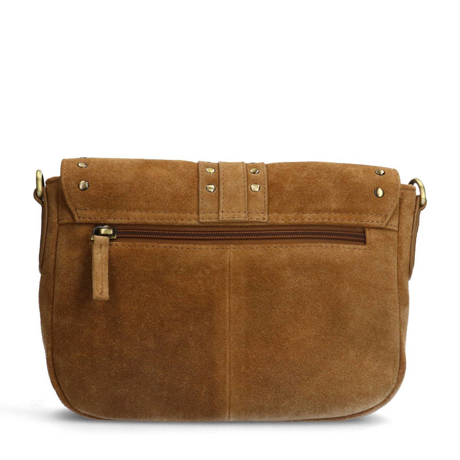 Manfield suede crossbody tas cognac