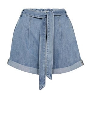 regular high waist denim short light blue denim