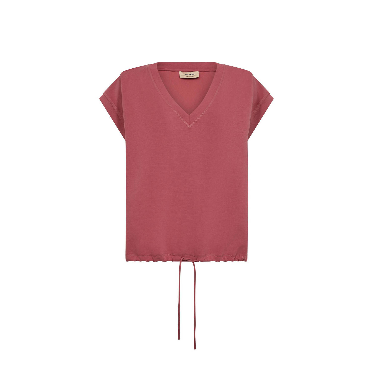MOS MOSH Korte mouw V-hals Sweatshirt Faded Rose Pink Dames