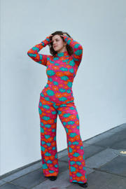 thumbnail: Ellastiek wide leg regular waist broek multi