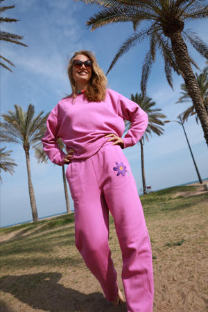 wide leg regular waist broek paars