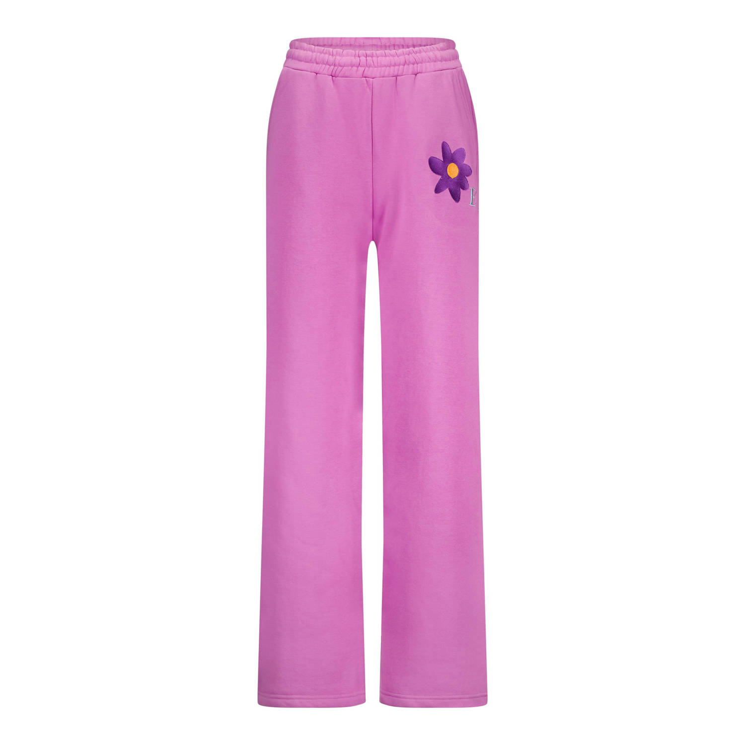 Ellastiek wide leg regular waist broek paars