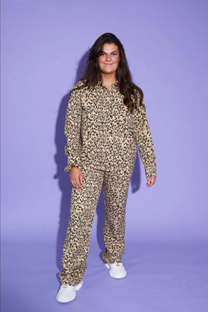 wide leg regular waist broek bruin