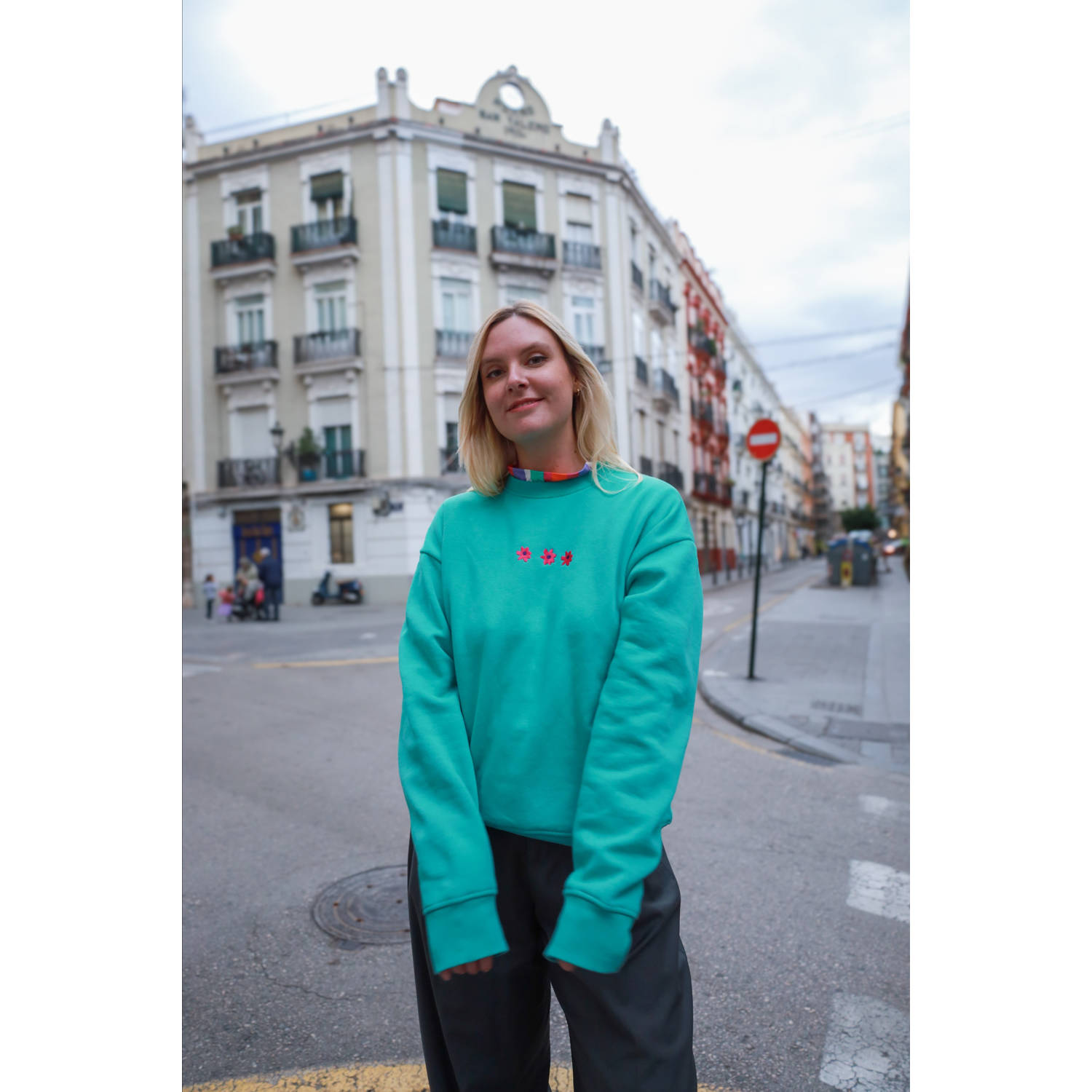 Ellastiek sweater turquoise