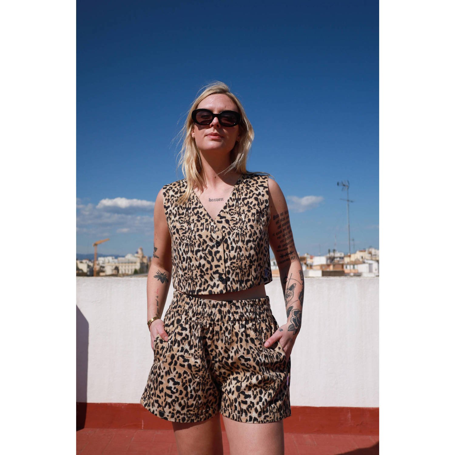 Ellastiek gilet bruin