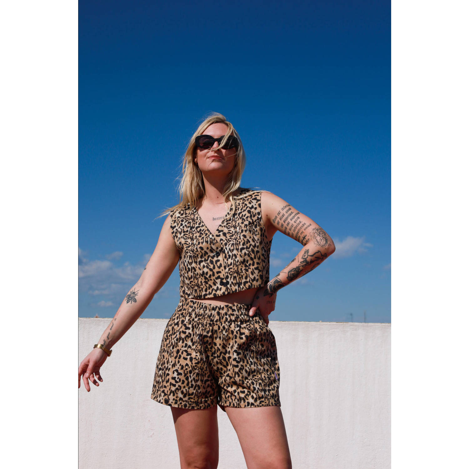 Ellastiek gilet bruin