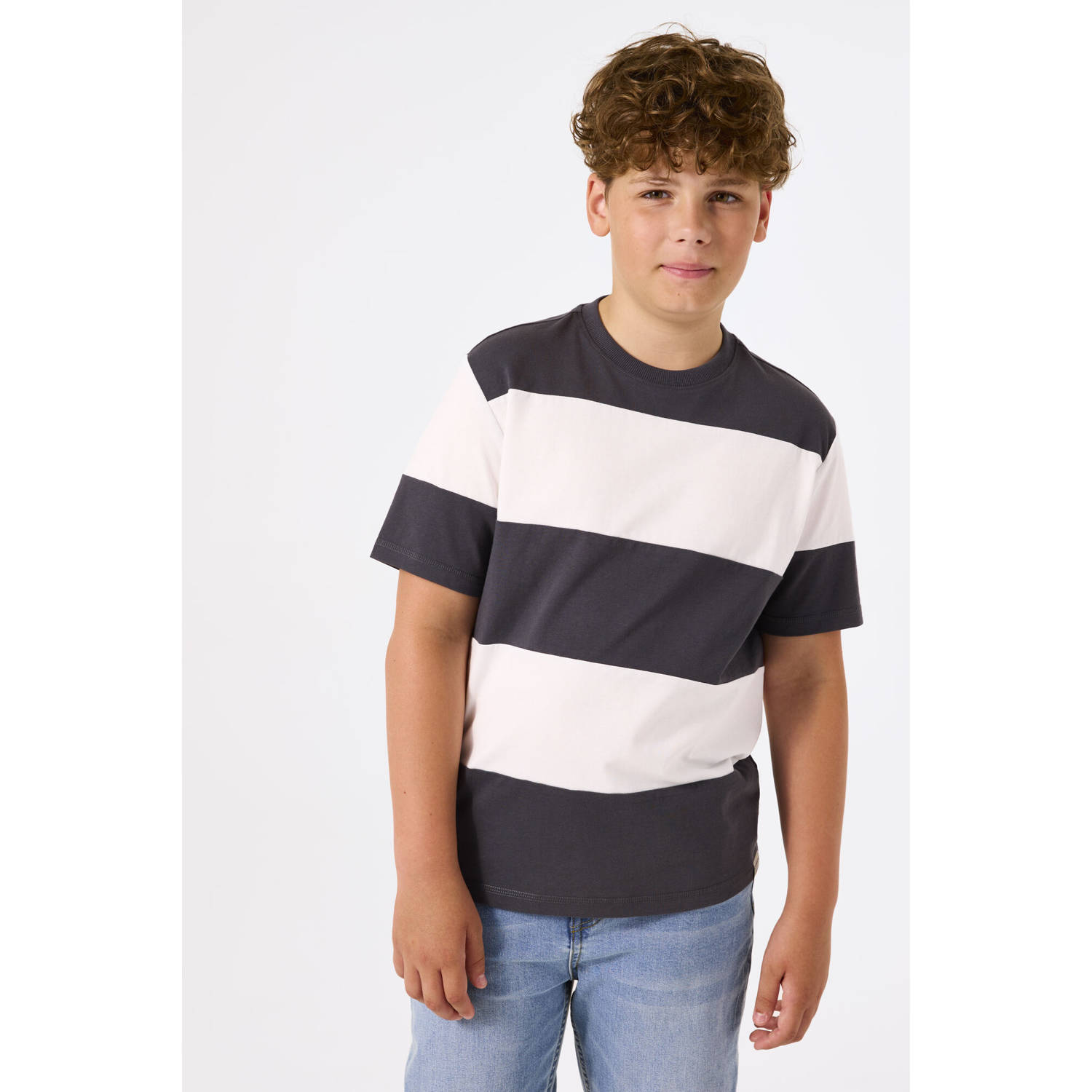 Garcia T-shirt met geribde ronde hals