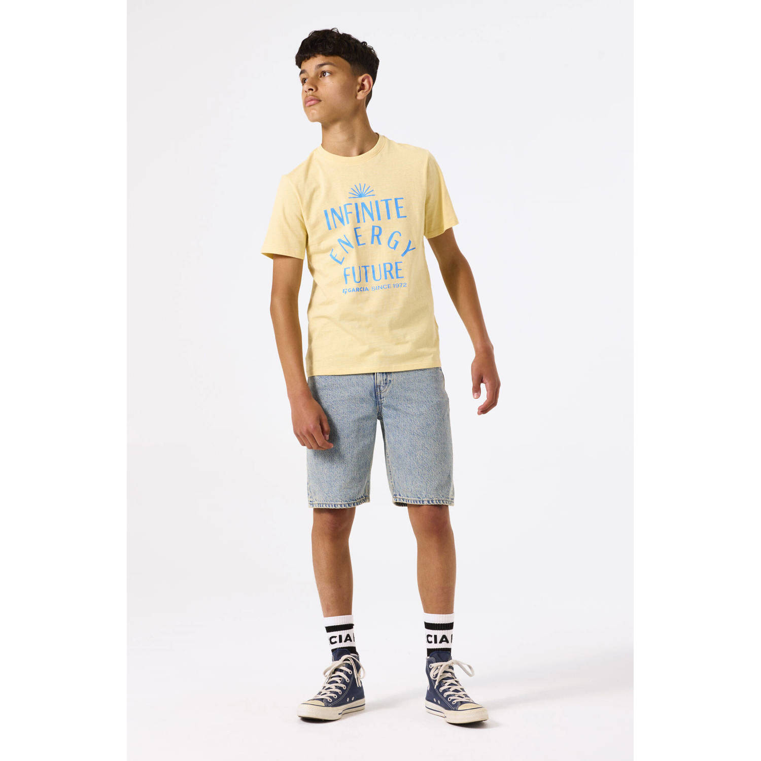 Garcia relaxed denim short light blue denim