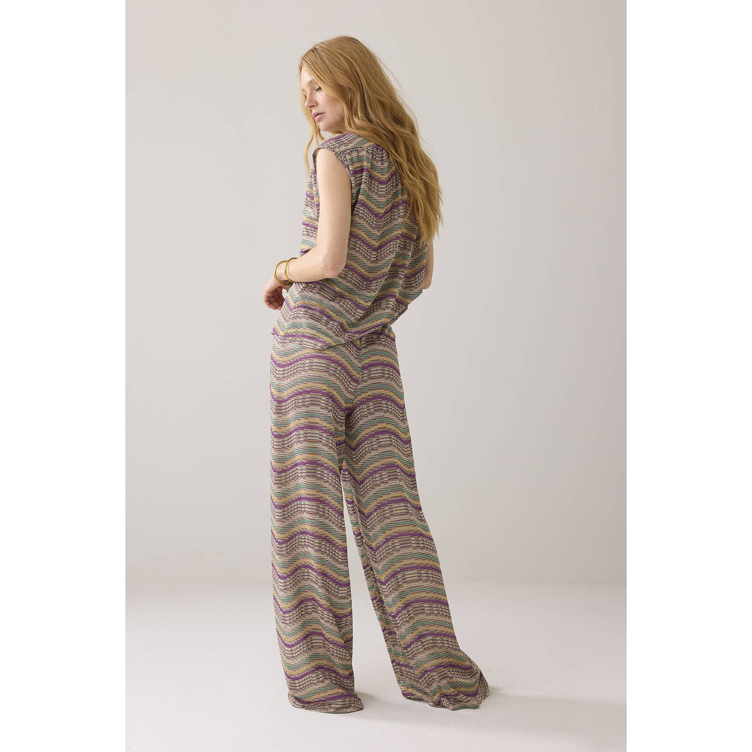 Summum wide leg regular waist casual broek multi