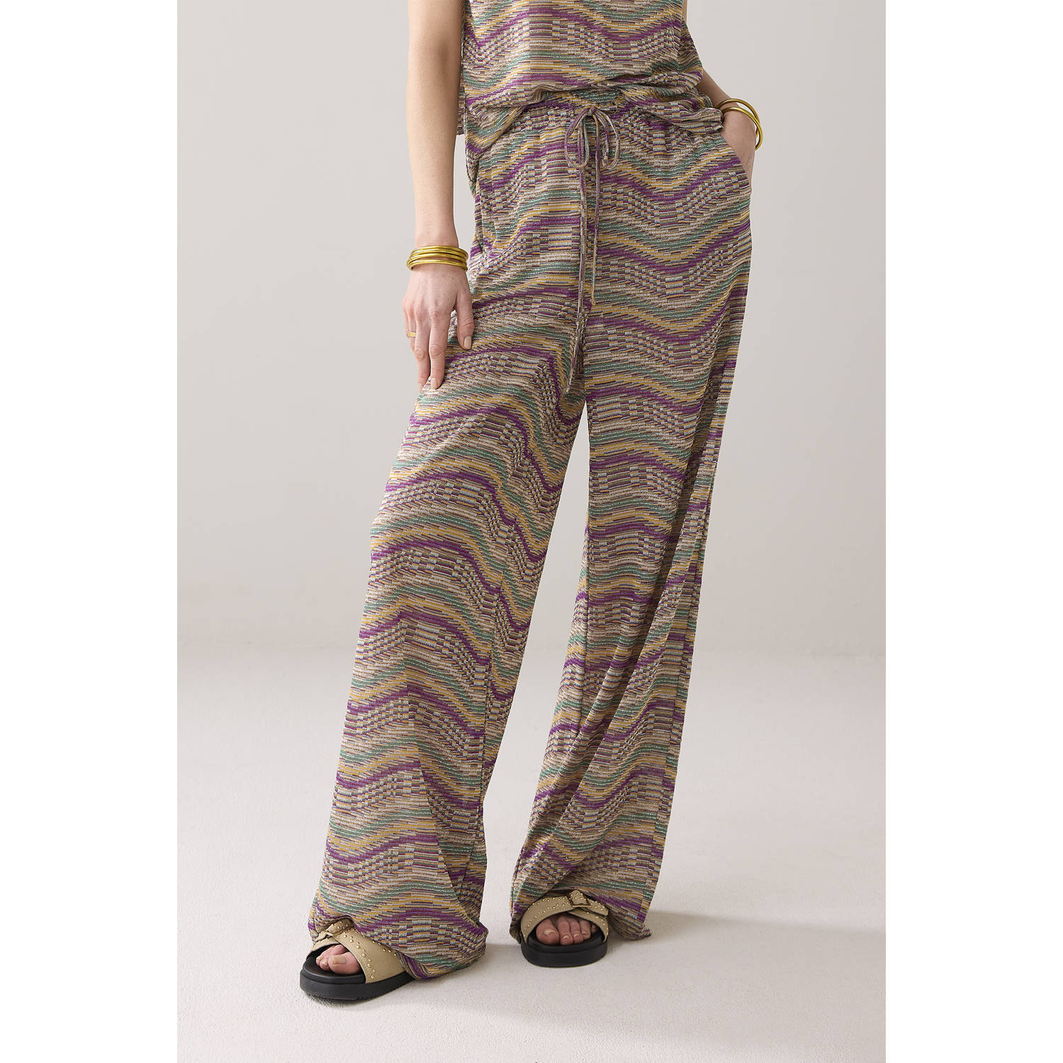 Summum wide leg regular waist casual broek multi