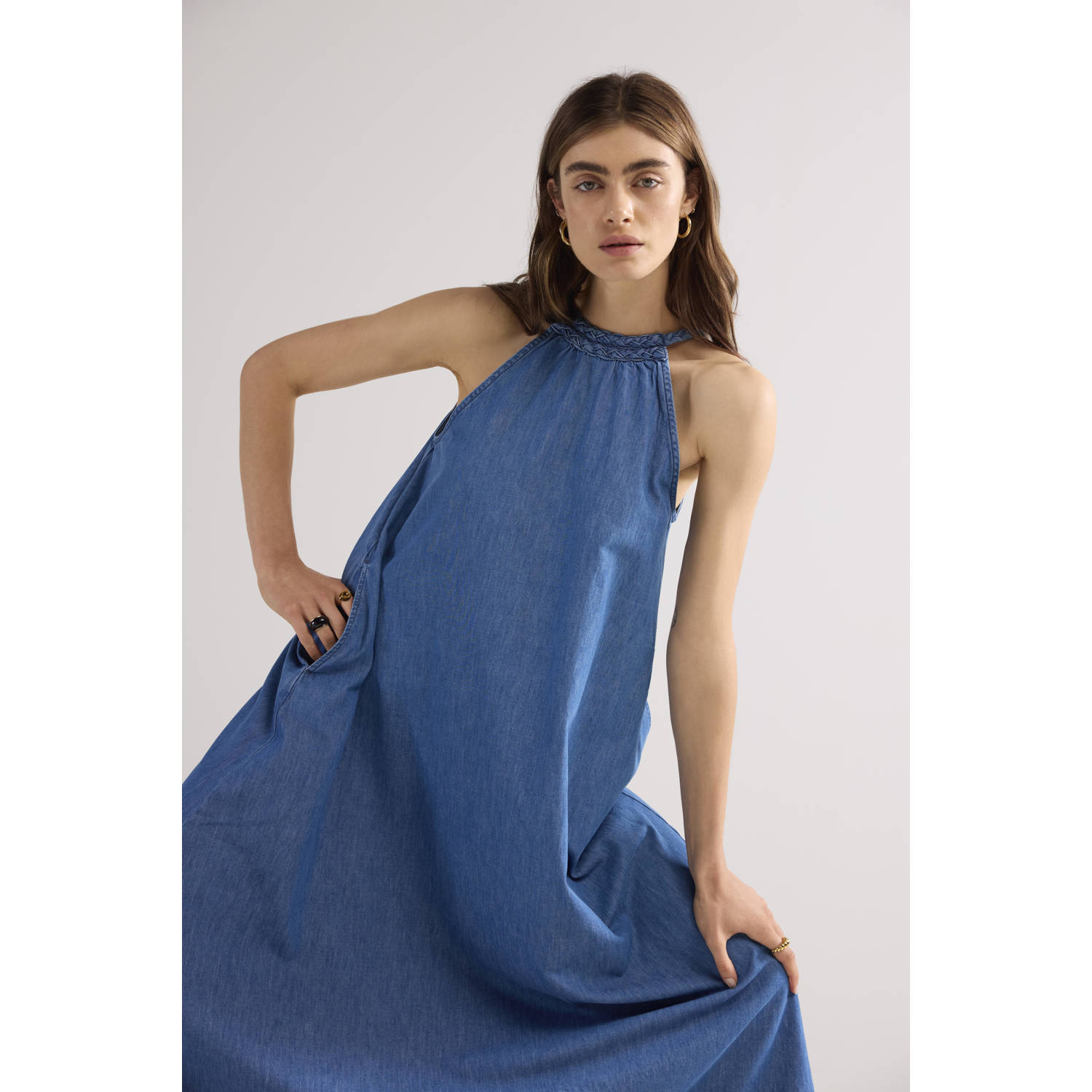 Summum denim zomerjurk medium blue denim