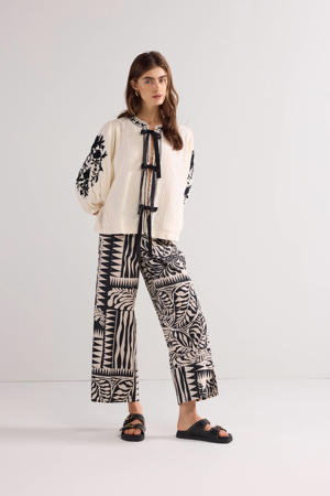 wide leg regular waist casual broek zwart