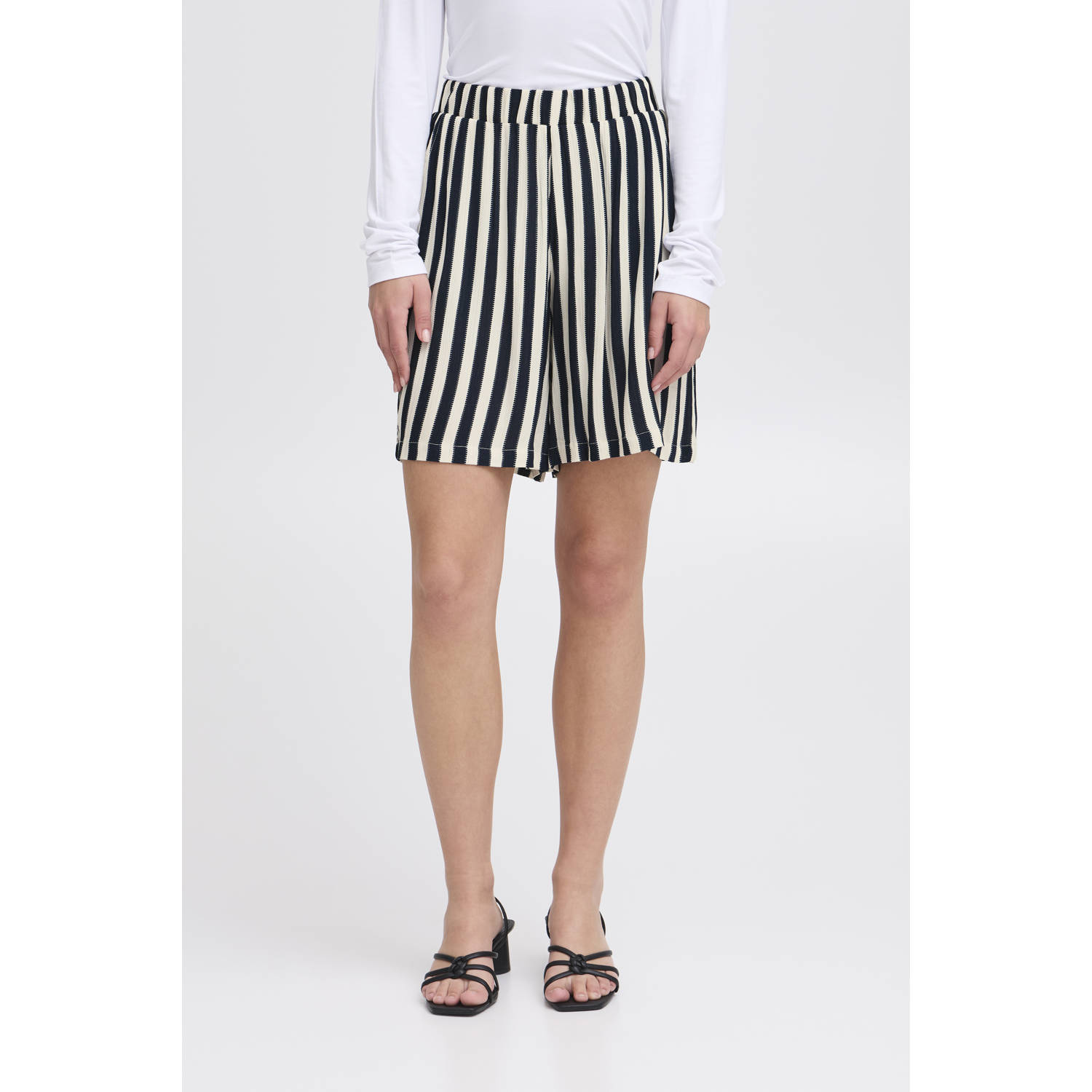 ICHI relaxed regular waist casual short blauw