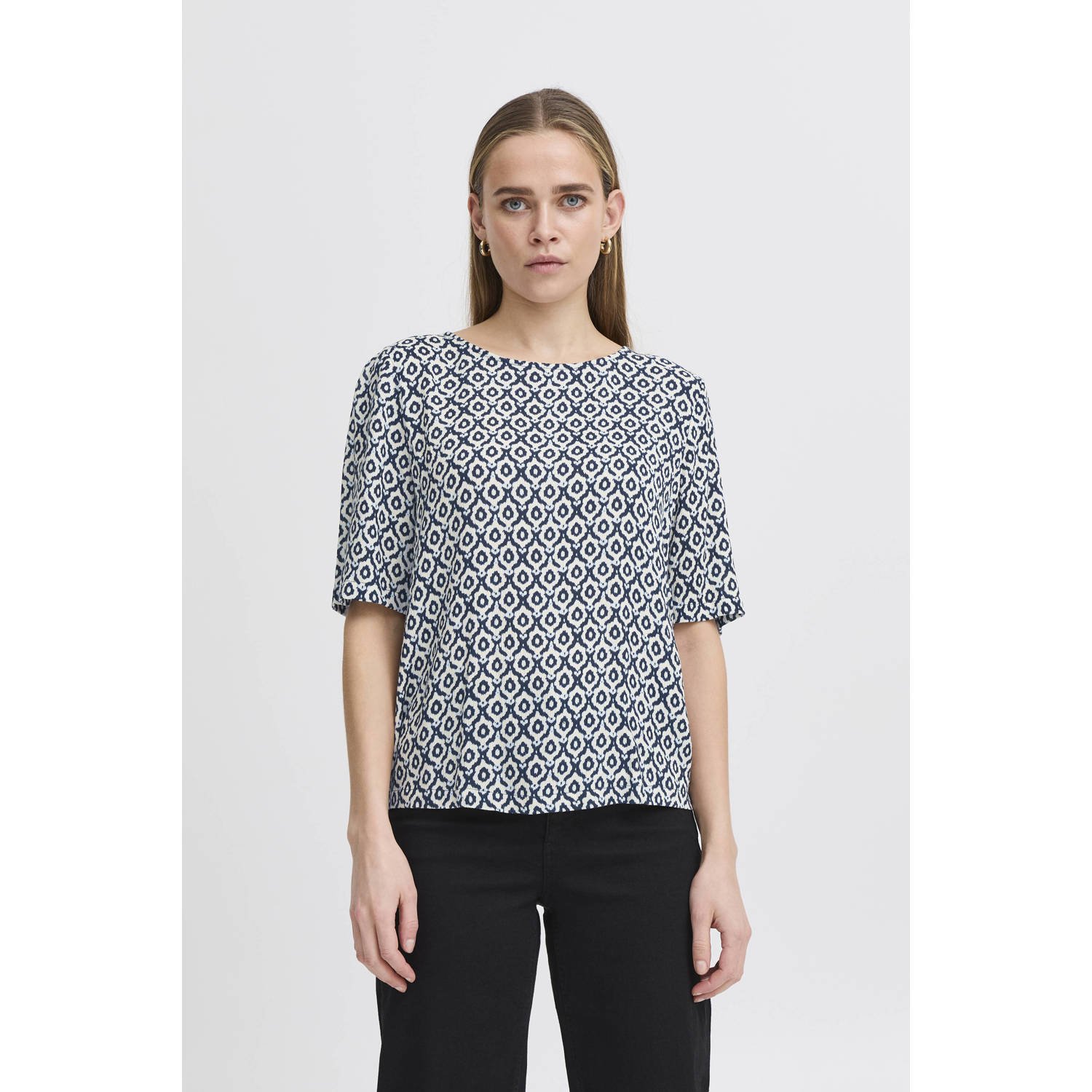 ICHI blouse blauw