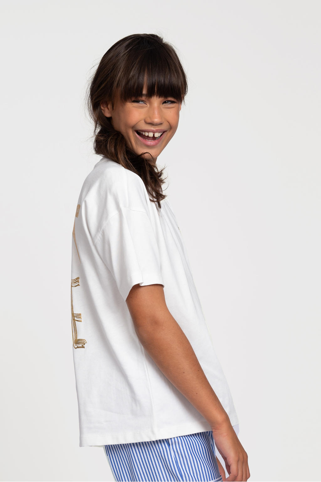 Witte meisjes NIK&NIK T-shirt van katoen met backprint, korte mouwen en ronde hals