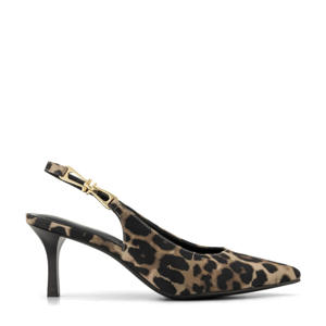 slingback pumps met panterprint bruin/zwart