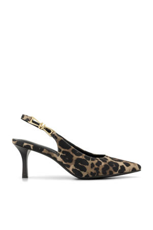 slingback pumps met panterprint bruin/zwart