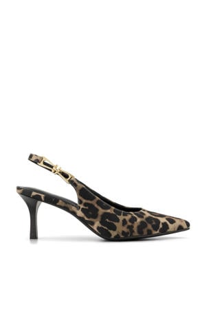 slingback pumps met panterprint bruin/zwart