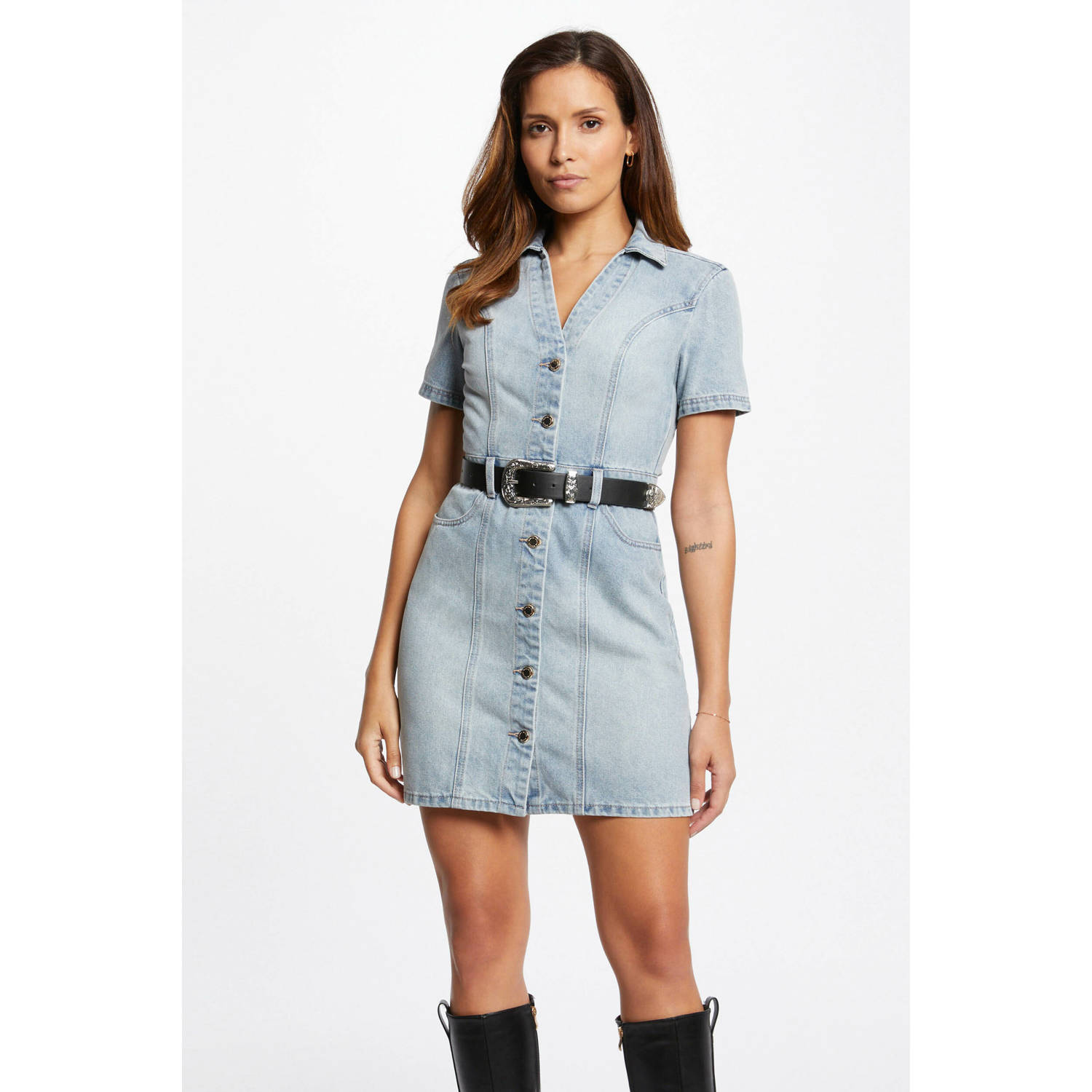 Morgan blousejurk light blue denim
