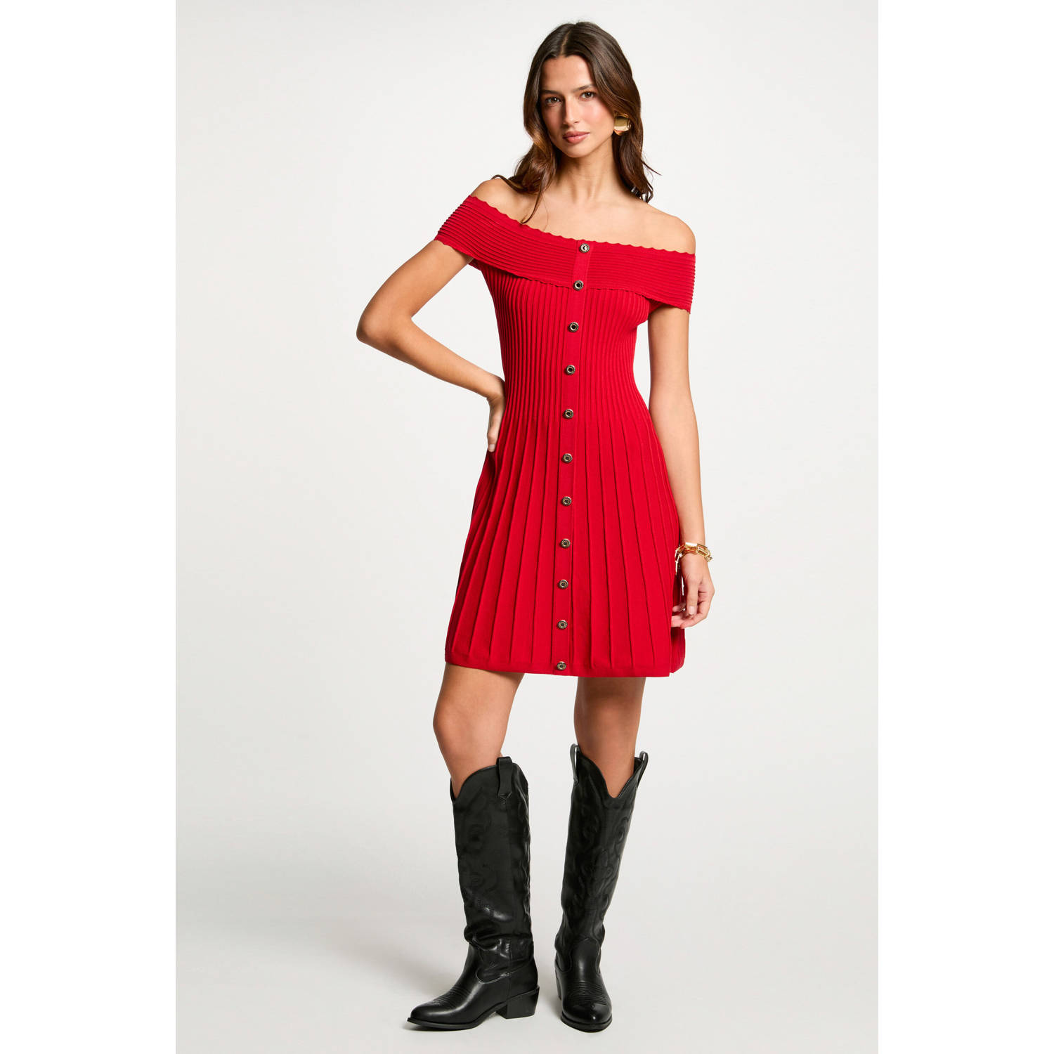 Morgan off shoulder jurk rood