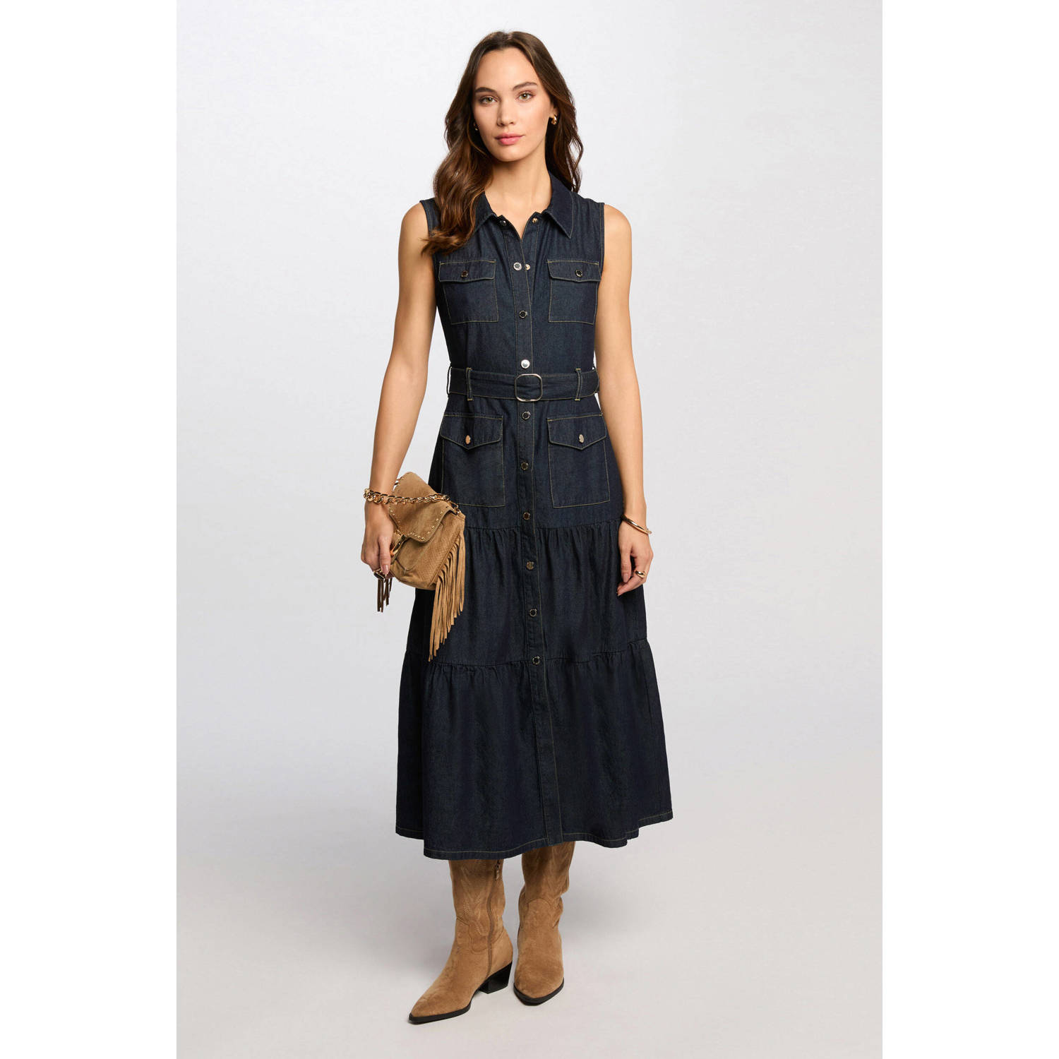 Morgan blousejurk dark blue denim