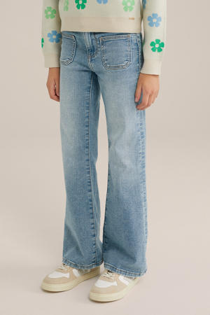 flared jeans medium blue denim